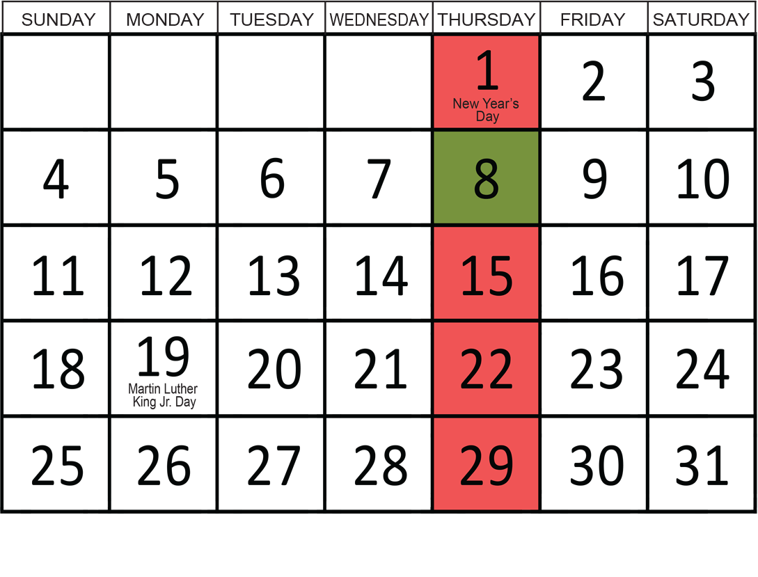 January 2026: Removals occur on the 8th.