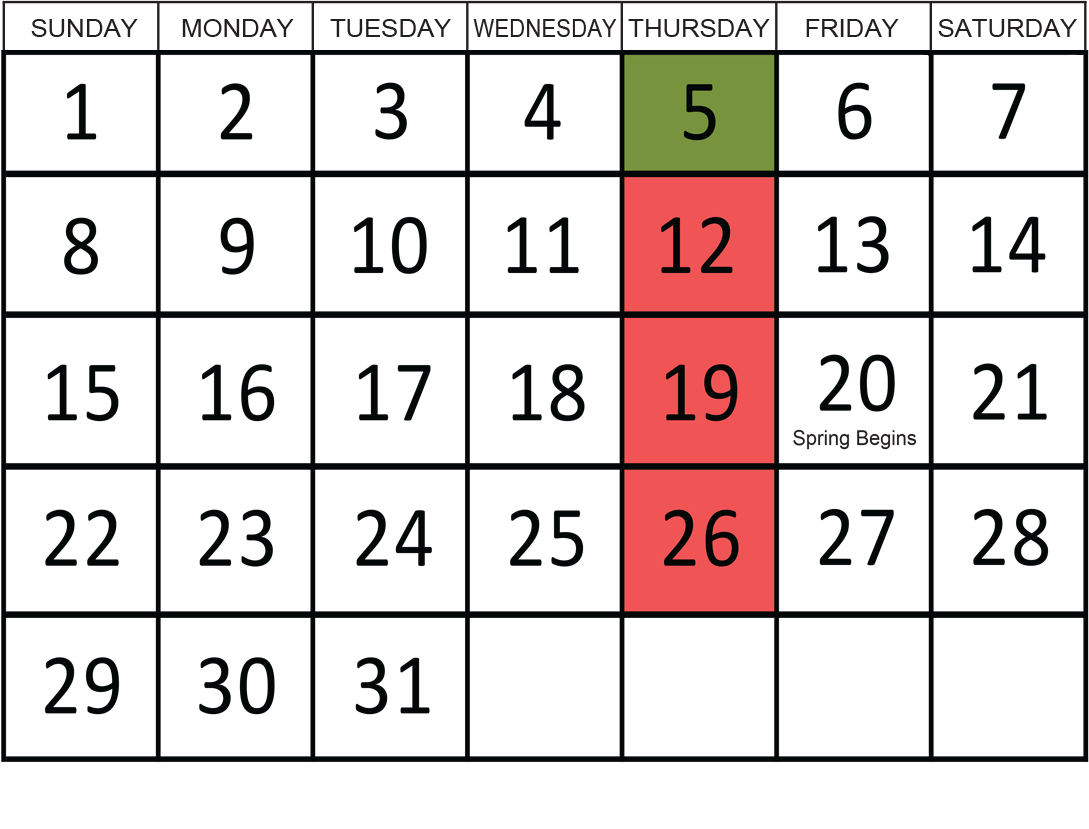 March 2026: Removals occur on the 5th.